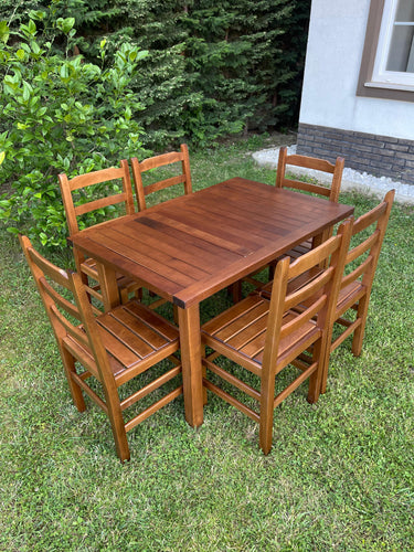 Set Tavolinë dhe 6 Karrige Druri