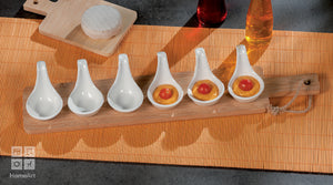 Set 6 Tasa Porcelani me Tabaka Bambu