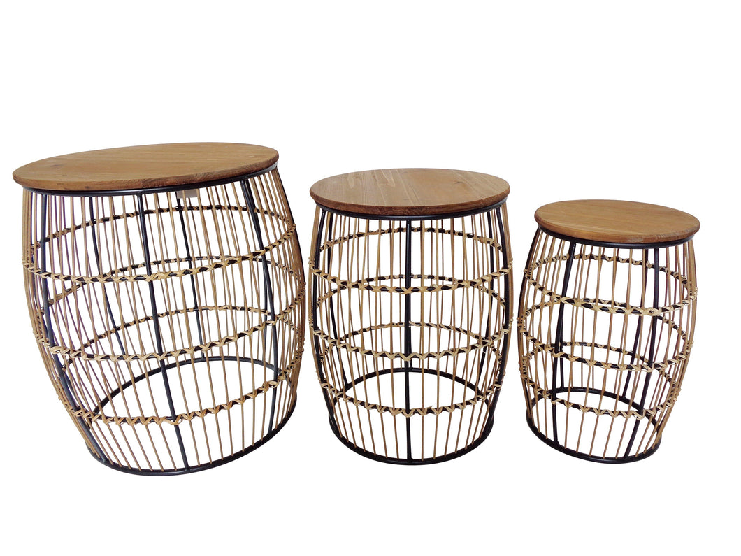 Set 3 Tavolina Druri dhe Metali